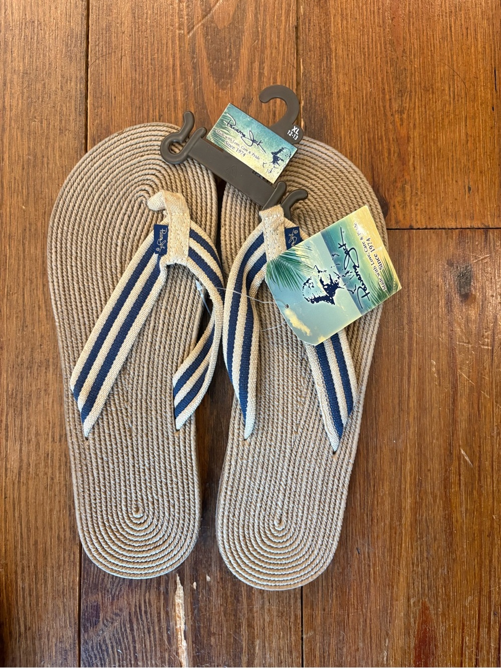 Panama Jack Navy and Cream Striped Rope Sandal Strap